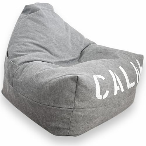Aiire Puff Salon de Diseño Moderno - [100x70x70cm] Puf con Relleno Incluido Pintado a Mano en Algodón Premium - Bean Bag Chair Infantil o Decoracion Habitacion Juvenil Gris Claro
