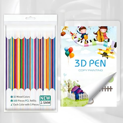 300 Stück 3D-Stiftfilament 30 Farben PCL Nachfüllpackungen 2,5 mm mit Zeichenbuch (40 Muster), für 3D-Stift, DIY-Bastelbedarf für kreative Projekte