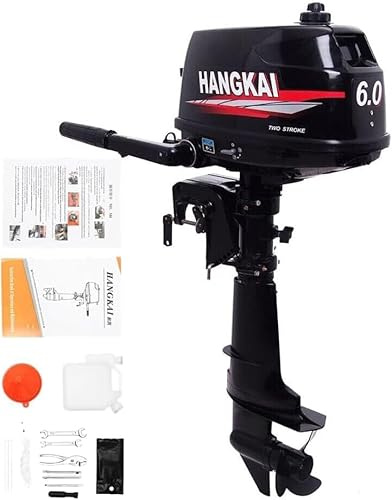 HANGKAI 2-takts 6 hk utombordsmotor bensinmotor, 102 cc utombordsmotor båtmotor utombordsmotorer gummibåtsmotor CDI vattenkylning, fiskebåt, bensinmotor för fiskebåtar fiskebåt