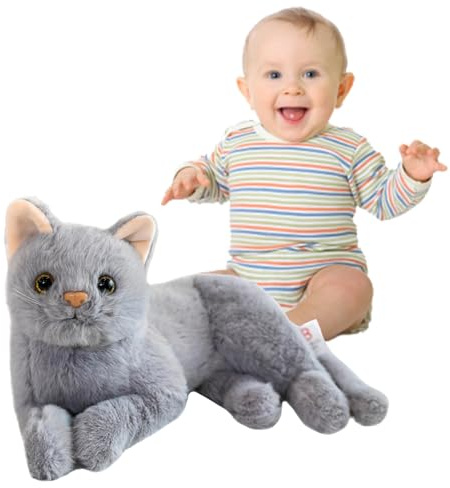 Generisk kattgosedjur, katt plysch mjuk leksak, 3D-kattkudde, plyschdjur, söt kattplyschleksak, realistisk kattleksak, bra present till barn