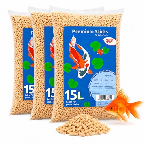 Palillos para estanque de 45 l, alimento para peces de estanque, para peces Koi Goldfische & Teichfische | Alimento completo flotante con vitaminas fácilmente digeribles | Palos para estanque de