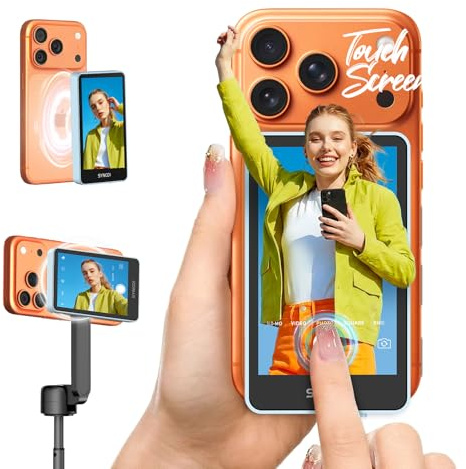 SYNCO XView Moniteur Selfie Écran Tactile pour iPhone 7-17 (Bleu) | Sans Fil 50m, Batterie 3H, Prise en Charge 4K/1080p, Connexion P2P Privée, Selfies Caméra Arrière pour Vlog,TikTok & YouTube