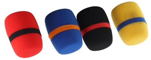 Jiawu 4 Pcs Microphone Cover, Sponge Windscreen Shield Cleaner, Breathable Windshield for Studio, Foam Mic Cover Guard for U Shaped Microphones, Wind and Spit Protection