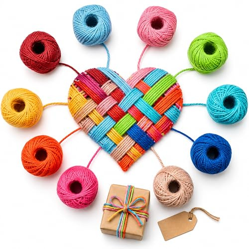 Quotidian Multi-Colors Natural 3 ply Jute Jute Twine Rolls 1/12 (0.2cm) 1000 Feet - Wrapping Picture Hanging Gardening