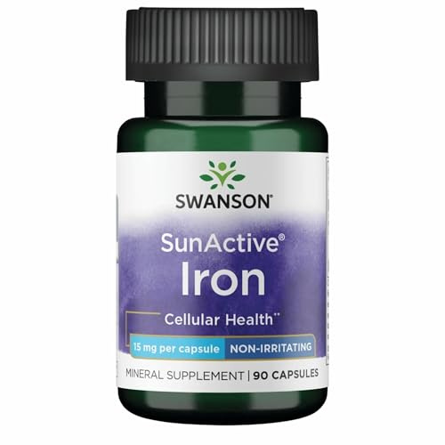 Swanson Sunactive Non-Irritating Iron 15 Milligrams 90 Capsules