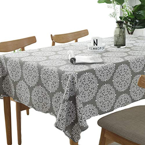 meioro Grey Retro Tischdecke Rechteckige Tischdecken Baumwolle Leinen Tischtuch Geeignet für Home Küche Dekoration Tischtuch Tischwäsche, Verschiedene Größen(140 x 220 cm)