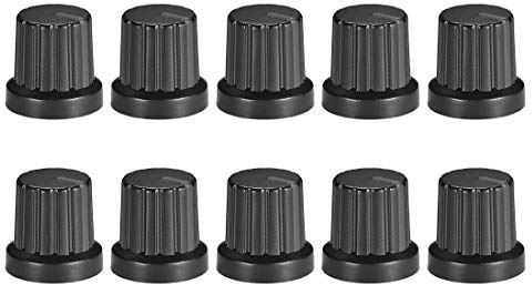 sourcing map Potentiometer-Knopf für Lautsprecher-Effektpedal, Verstärker, 6 mm, Schwarz, 10 Stück