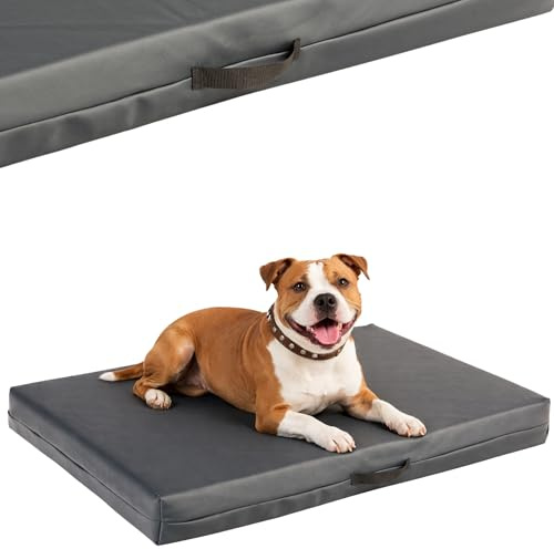 COOL PET Orthopädische Hundematratze, 120 x 80 x 10 cm – VISCO-Schaumstoff (Memory-Schaum), strapazierfähiger Bezug aus hochwertigem Kunstleder mit wasserabweisendem PVC-Anstrich, Made in EU, grau