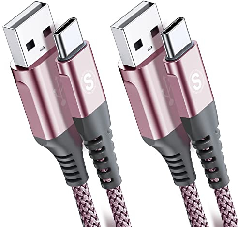 USB C Kabel 3.1A [2Stück 3m] Schnellladung, Ladekabel USB C Nylon Type C Kabel für Samsung Galaxy S23 S22 S21 S20 S10 Plus/Ultra/FE,iphone 15 pro max,Note20,A72 A71 A52 A51 A50,M31 M30s M20