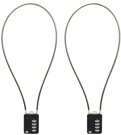 SISAV Cadenas à combinaison à 4 chiffres avec câble de 50cm/20pouces pour casier de gymnase scolaire,casque,classeurs,boîte à outils,valise,sac à dos,noir 2 Pièces