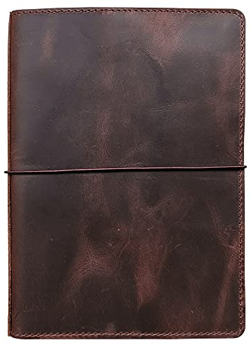 newestor Travelers Notebook Cover with Inner Pockets, Card Slots and Pen Holder, A5 Size, Dark Brown