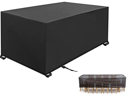 Garden Furniture Covers 260x200x85cm black 420D Heavy Duty Oxford Windproof,Snow-proof,Anti-UV Upgraded Tear-Resistant with 4 Windproof Buckles Rectangular Waterproof Patio Table Cover