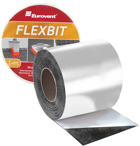 Eurovent® FLEXBIT 150mm x 10lfm Dachdeckerband Bitumenband Abdichtband selbstklebendes Reparaturband (Aluminium-Grau)