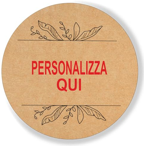 Mr Pubblicità - 100 Etichette Adesive Personalizzate Kraft – Stickers Regalo Matrimonio, Battesimo, Nascita, Comunione, Bomboniere e Fai-da-Te (Tipo 8)