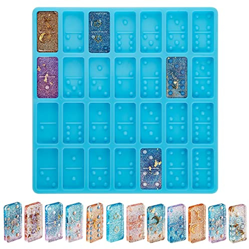 Soleebee Moules en résine Domino - Bleu - En silicone - Pour bricolage - Dominos - Résine époxy - Moule en silicone - Décoration DIY - Bricolage - Dominos - Kit d'outils pour moulage de résine