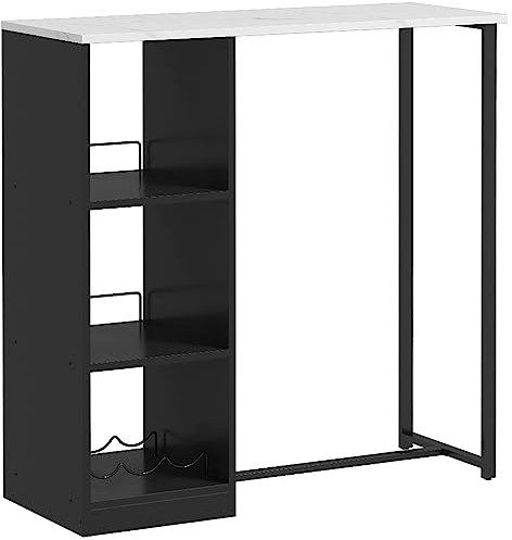 HOMCOM Barbord Haute de Cuisine Mat-Stående bord - ram i stålbricka i marmorutseende - 105 x 40 x 105 cm vit