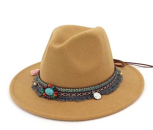 Wvapzxx Herbst Winter Sonnenhut Frauen Männer Fedora Hut Klassische Breite Krempe Filz Party Kirche Kappe Wolle Kappe