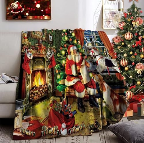 Weihnachts Kuscheldecke 150x200cm, Sofa Decke Weihnachten, Weiche Warme Winter Fleecedecke Weihnachten für Erwachsene (B, 150x200cm)