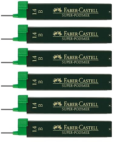 Faber-Castell 205071 - Set di mina Super Polymer, 6 pezzi con 12 mina ciascuno, 1,4 mm, grado di durezza B