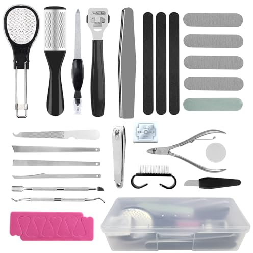zhongko 27Pcs Professionelle Pediküre Fußpflege Set，Edelstahl Pediküre Set Hornhaut Entfernen Fuß Hornhauthobel Fussfeile, Fusspflege Set für Herren, Damen, Salon und Zuhause Fußpflege