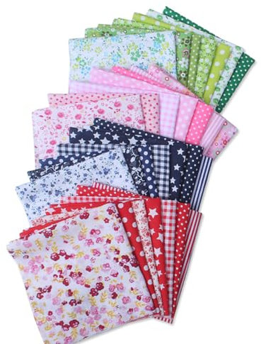 Wambere 28 Stück Baumwollstoff,25 x 25 cm Patchwork Stoffe Paket Zum Quilten Baumwollstoff Baumwolle Patchwork Stoffe für DIY Handgemachtes Schnittmuster Basteln,Zufällige Farbauswahl