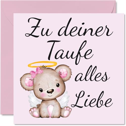 Stuff4 Taufkarten für Mädchen – Zu deiner Taufe – Glückwunsch-Taufkarte, Erstkommunion-Taufgeschenke für Mädchen, 145 mm x 145 mm, christliche Geschenke, religiöse Grußkarten