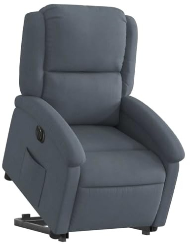 vidaXL Relaxsessel, Sessel mit Aufstehhilfe Elektrisch, Fernsehsessel mit Liegefunktion, Liegesessel Aufstehsessel für Wohnzimmer, Dunkelgrau Samt