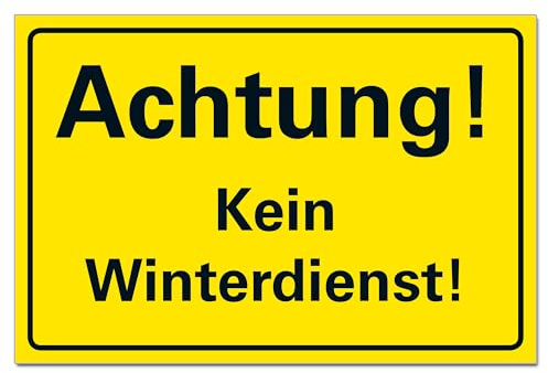 BUEWA Schilder Kein Winterdienst Schild Gelb Hinweisschild PVC 300 x 200 x 3 mm Vorgebohrt B1-Zertifiziert