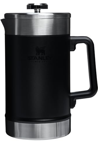 STANLEY Classic Stay-Hot French Press Coffee Maker 48 oz | 5 Minute Brew, 4 Hours Hot | Mesh Filter for Coffee Grounds | Insulated Stainless Steel French Press | BPA-Free | Black 2.0