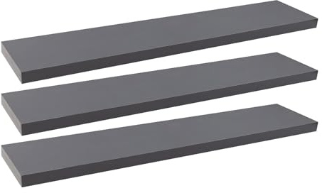 WOLTU Wandregal,Schweberegal Dunkelgrau,60x22.9x3.8cm,MDF 3er | Geeignet für verschiedene Räume wie Wohnzimmer,Büros,Schlafzimmer,Badezimmer,Kinderzimmer,Flure oder Küchen.