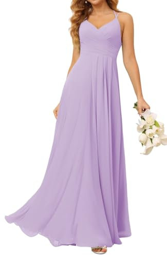 Principessa Abiti da Damigella D'Onore Spalline Spaghetti Abiti Da Prom Backless Abito Da Sera, Lilla, 44