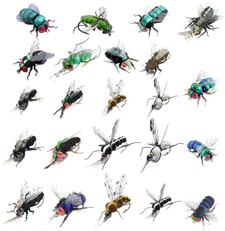 Angelfliegen-Set, Fliegenfischer-Sortiment | 12 Stück Fliegen zum Lachsfischen | Handgebundener, realistischer, in Boxen enthaltener Lachsfisch-Fliegenbarsch-Köder mit Haken für Süßwasser