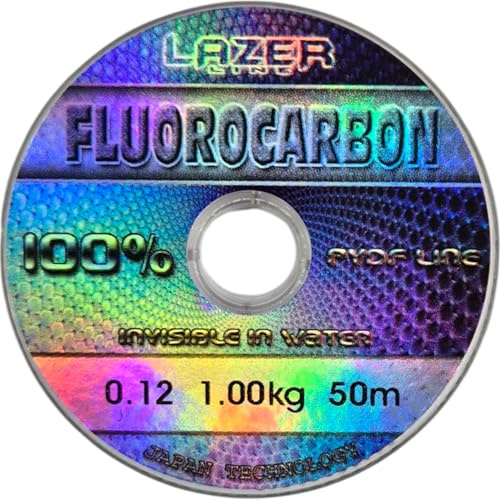 LAZER LINE Fluorocarbon Angelschnur 50m Dia 0,12mm Test 1,0kg - Transparent | Vorfachschnur für Hecht Zander Barsch Forelle Karpfen - Fluorocarbon Vorfach - Raubfish Angeln Schnur – Flourocarbonschnur