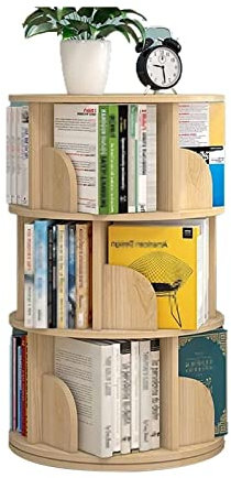 HanDpi Um 360 ° drehbares Ausstellungsbücherregal für das Schlafzimmer. Einzigartiges rundes Drehbücherregal mit bodenstehenden Regalen. Kreatives drehbares Lagerregal
