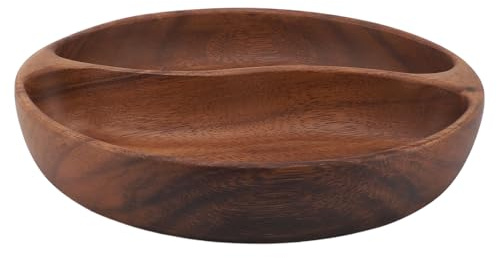 Plateaux en Bois, Assiette à Collation en Bois Fabriquée à la Main, Plateau à Salade et à Dessert en Bois, Bol de Service pour la Maison, les Fêtes, les Occasions et les (Grand