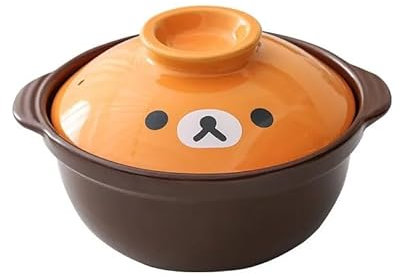 YATINGZHANG Casserole Cartoon Bear Ceramic Soup Pot Casserole Milk Pot Gas Use Kitchen Ceramic Stew Pot Cooker Cooking Pots Cooker Hot Pot Soup Wok Casserole Dish(8in 1.3L)