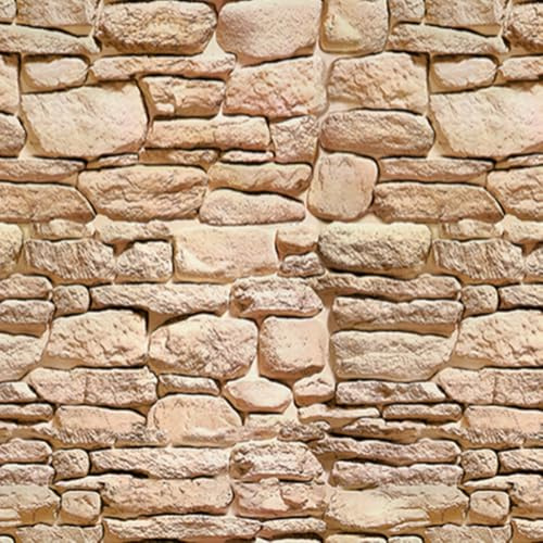 HXHM H Rock Stone Peel and Stick Wallpaper 17.3 x 196.8 - Waterproof Removable Self-Adhesive Realistic 3D Faux Brick Contact Paper for Fireplace, Living Room, Bedroom, Accent Wall, Home Decor