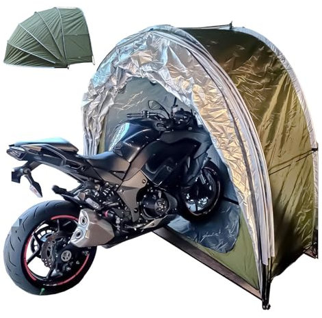 Fahrradgarage Hängen 2 in 1 Fahrradgaragen mit Doppeltüren für 2-5 Fahrräder Motorradgarage Winterfest Fahrradhülle Wohnmobil,Green