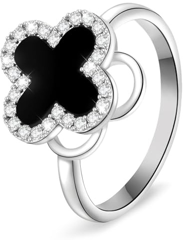 Forever Love Kleeblatt Ohrringe Silber 925 Ohrringe Damen Ohrstecker Rosegold Ohrstecker Damen Schwarz Vierblättriges Kleeblatt Schmuck mit Mini Zirkon Dupes Schmuck Geschenk Für Frauen