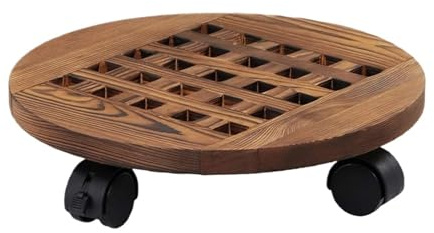 GOXQIT Plateau Rond for Pots de Fleurs et Plantes en Bois, Plateau Roulant avec Roues rotatives, Support de Rangement for Pots d'intérieur et d'extérieur for la Maison et Le Jardin pour Jardin