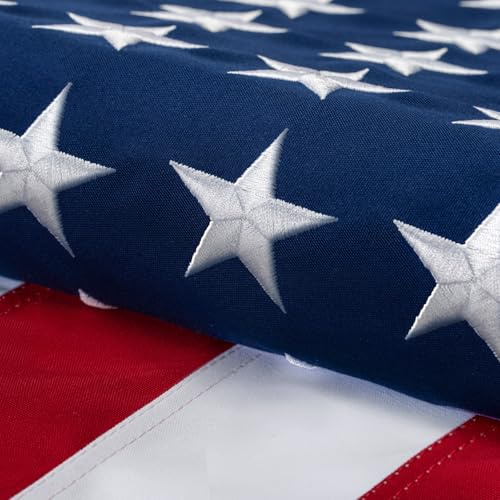 Amerikanische Flagge aus Baumwolle, 1,8 x 3 m für außen, reißfester, strapazierfähiger Stoff, bestickte Sterne, genähte Streifen, Messingösen, USA-Flaggen, beste Indoor-Outdoor-Flaggen