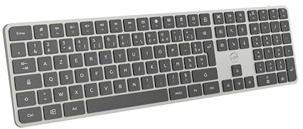 Mobility Lab KP430W - trådlöst tangentbord med flera anslutningar - AZERTY, 2,4 Ghz USB-mottagare + 3 x Bluetooth, 15 multimediagenvägar, snabbladdning via USB-C - Windows
