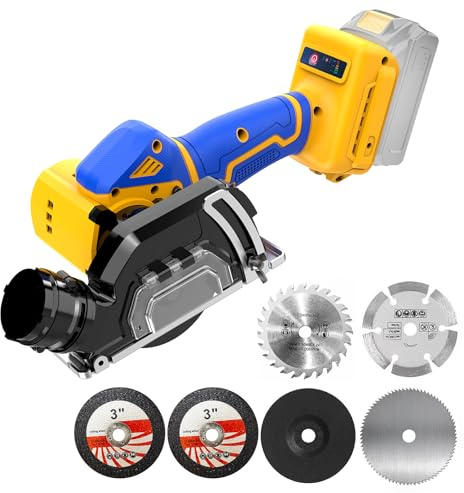 Cordless Cut Off Tool Compatible With DeWalt 20V MAX Battery(NO Battery)3 Mini Circular Saw Brushless Compact with 3 Blades,19000RPM,Removable Dust Cover for Metal/Wood/Tile/Plastic