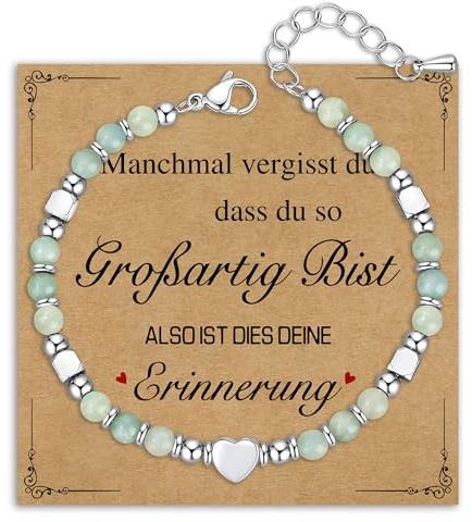 Damen Armband Perlenarmband Silber Edelstahl, Natürlichen Heilsteine Armbänder Edelstein Geschenke für Frauen Mädchen Armbander Geburtstagsgeschenk Schmuck (Amazonit)