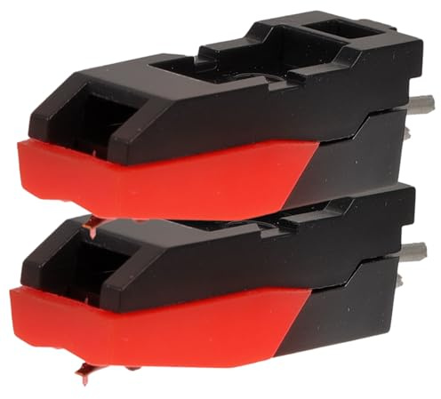 Stylet de Platine Vinyle Abs Noir Lot de 2 pour Tourne-disque | Pointe Métal, Caractéristiques de Fréquence Améliorées, Résistante à L’usure Rayures