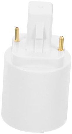 2 Adattatore LED Portalampada E27 Pin a G24d per Lampadine | Compatibile Lampadine a Risparmio Energetico, per Uffici e Centri Commerciali, Bianco, Pbt Ignifugo