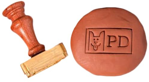 Mässingsmonogramstämpel för lera, tvål, vax, keramik anpassad initial stämpel för keramik, personlig signatursignatur (1 tum)