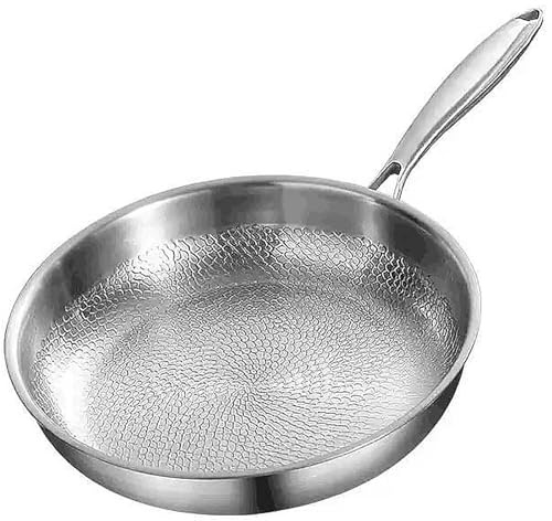 GZGLZDQ Padella e Pentola Wok in Titanio con Rivestimento Antiaderente, Martellato, Antigraffio, per Induzione, Gas, Ceramica, con Coperchio(Without lid,Ø28cm)