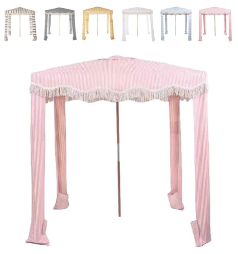 Parasol de plage de 180 cm, protection UV, tente de camping imperméable avec frange, pare-soleil élégant pour plage, pique-nique et jardin