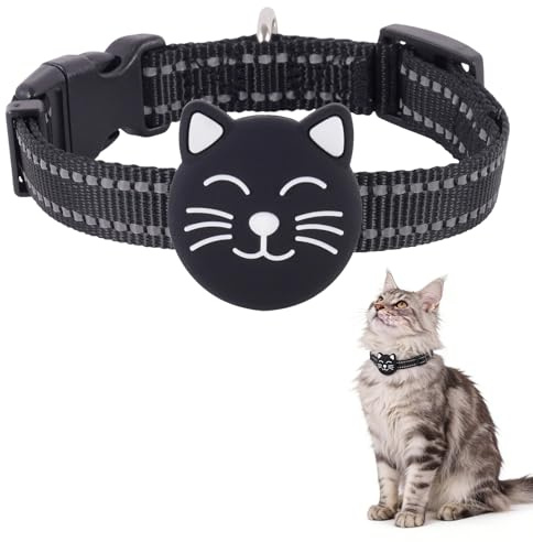 Katthalsband, slitstarkt kattnylonband, justerbart halsband för katter och hundar (svart)